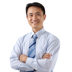 Wall Mural - A portrait photo of an asian businessperson, isolated on white background