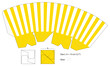 Stripped box template popcorn candies fresh fries. White yellow container much up on white background