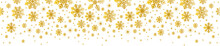Golden Snowflakes Seamless Border.Snowflakes Falling.Christmas Decoration With Golden Falling Snow.Winter Background.