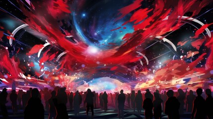 Wall Mural - red blue abstract cosmic galaxy background. celestial outer space wallpaper. illustration of beauty 