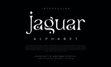 Jaguar Abstract Fashion Font Alphabet. Minimal Modern Urban Fonts For Logo, Brand Etc. Typography Typeface Uppercase Lowercase And Number. Vector Illustration