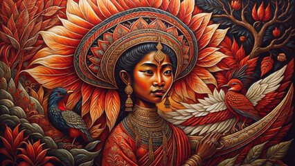 Wall Mural - Balinese Art, Balinese Girl 