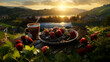 Strawberries and chocolate, delicious elegant dessert