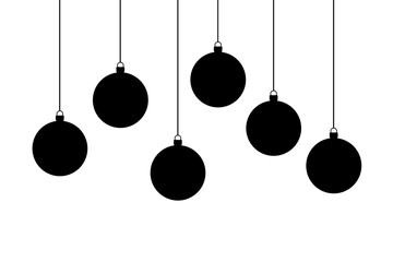 Silhouette of hanging christmas balls