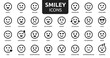 Smiley icon line set. Emoji icon collection containing happy emotion, sad, smiling, surprised, angry, relaxed, confused, laughing, excited and shocked emoticon icons. Vector outline illustration.
