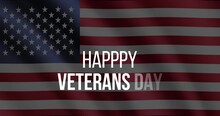 Happy Veterans Day With Floating Flag And Animated Text. Video For Honoring Veterans