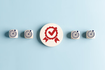 Leinwandbilder - Quality Certificate and Checklist document analyst target marketing planning assignment with quality management. Standardization, certification. Compliance to regulations service and standards.