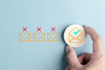 Poster - Email Checking and Protection Security from Spam. Security protection notification on internet letter security protect, junk and trash mail and compromised information.