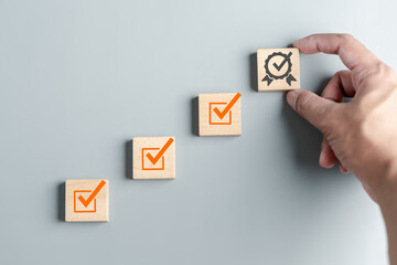 Aufkleber - Step to Quality Standard approved Assurance or QA and Quality Control or QC and improvement. Standardization. certification. Compliance to regulations service and standards...