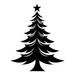 Wall Mural - Christmas Tree vector silhouette isolated on white background, Xmas trees outline vector illustration