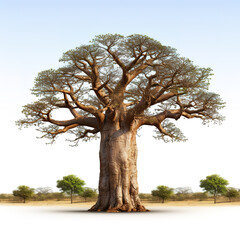 Wall Mural - Image of large baobab tree. Illustration, Generative AI.