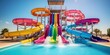 illustration of waterslides at a water park, generative AI