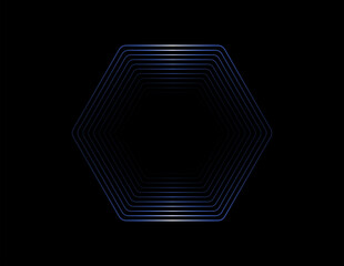 Wall Mural - blue luxury hexagon on black background