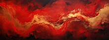 Abstract Paint Red Flames Red Golden Flames Abstract Paint, In The Style Of Poured Resin, Chinese New Year
