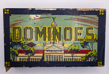 Old Vintage Box Of Dominoes On A White Background