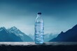 Water Bottle on Aesthetic Scenery, Pure Mineral Water Advertising. Healthy Drink Natural Water