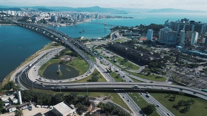 Wall Mural - Aerial view of the highways in the city of Florianopolis in Brazil