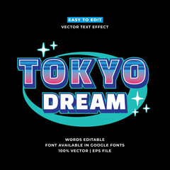 Poster - Tokyo japan y2k streetwear colorful slogan typography editable text effect 3d cartoon template style premium vector