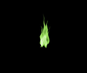 Wall Mural - green flame, heat and light on black background with texture, pattern and burning energy. fire line,