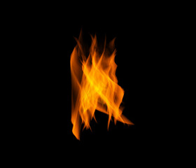 Wall Mural - orange fire, gas and flame on black background with texture, pattern and burning energy. light, fuel