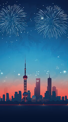 Wall Mural - China National Day theme illustration background,created with Generative AI tecnology.