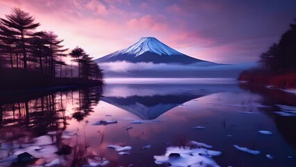 Wall Mural - mount fuji japanese volcano in japan, stunning scenic landscape, generative ai