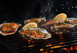 Fresh Oysters on the grill, delicious and juicy,