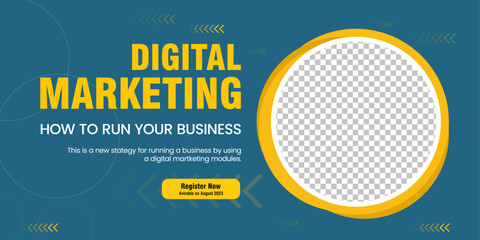 Wall Mural - A modern Promotional web banner for social media vector, illustration, Light blue of Slides abstract Unique Editable template