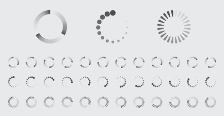 Fototapete - Circular Loading Buffering Icons Vector Set Video Ready for Animation Gif All Keyframes Frames Bufring Circle Waiting for Connection Buffer Preloader Download Symbol Easy Replace Color
