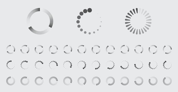 Circular Loading Buffering Icons Vector Set Video Ready for Animation Gif All Keyframes Frames Bufring Circle Waiting for Connection Buffer Preloader Download Symbol Easy Replace Color