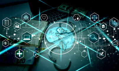 Leinwandbilder - AI (Artificial Intelligence) concept. Electronic circuit. Communication network.