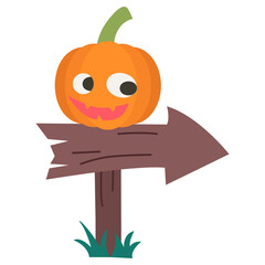 Wall Mural - arrow pumpkin jack halloween smile cute cartoon flat color
