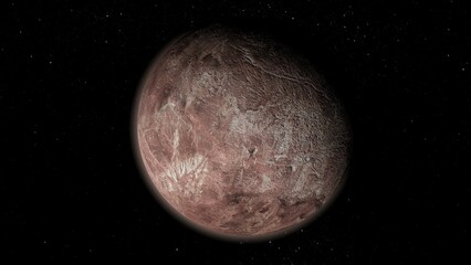 Wall Mural - fictional makemake with stars. photo realistic 3d planet.