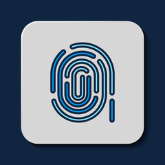 Poster - Filled outline Fingerprint icon isolated on blue background. ID app icon. Identification sign. Touch id. Vector