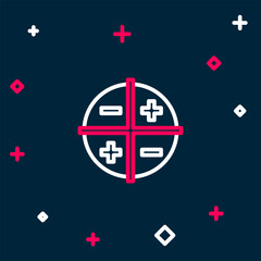 Poster - Line XYZ Coordinate system icon isolated on blue background. XYZ axis for graph statistics display. Colorful outline concept. Vector
