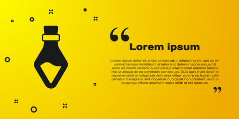 Poster - Black Bottle with potion icon isolated on yellow background. Flask with magic potion. Happy Halloween party. Vector