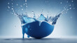 Milk splash dark blue background generated by AI