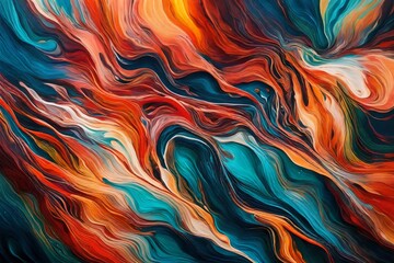 Wall Mural - Colorful abstract acrylic painting. Natural dynamic mixture of colors flow background