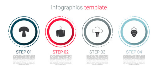 Wall Mural - Set Mushroom, Bell pepper, Broccoli and Strawberry. Business infographic template. Vector