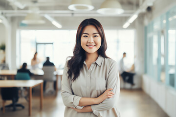 Wall Mural - Attractive asian businesswoman CEO confident and staning front of modern office