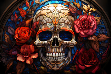 Canvas Print - skull and bones, halloween and day of the dead