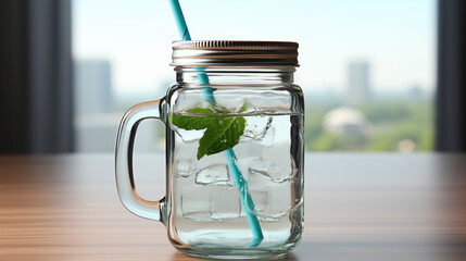 Wall Mural - glass of water with mint, attractive, engaging, HD wallpaper, background Photo