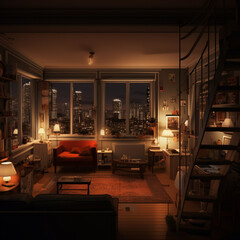 Sticker - living room in the night