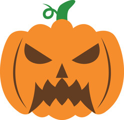 Canvas Print - Creepy orange halloween pumpkin vector icon