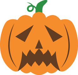 Wall Mural - Creepy orange halloween pumpkin vector icon