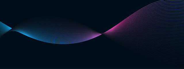 Wall Mural - Abstract colorful glowing wave technology curved lines background. Abstract business liens banner background.