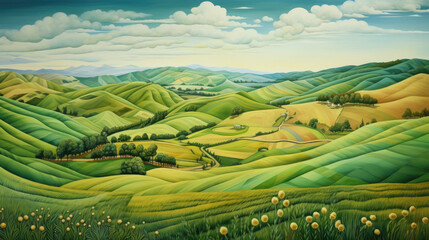 Wall Mural - Lanscape with hills and mountains