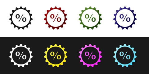 Fototapete - Set Discount percent tag icon isolated on black and white background. Shopping tag sign. Special offer sign. Discount coupons symbol. Vector Illustration