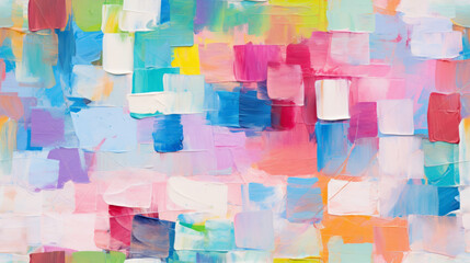 Seamless pattern background with Closeup of abstract rough colorful multicolored art painting texture with oil brushstroke pallet knife paint on canvas