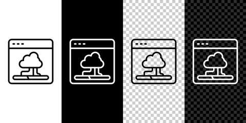 Poster - set line cloud technology data transfer and storage icon isolated on black and white, transparent ba